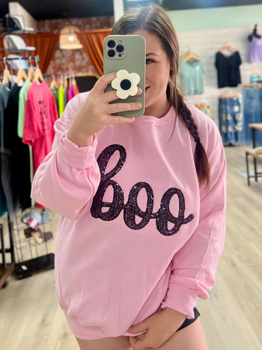 PREORDER Sequin Boo Embroidered Appliqué Tee/ Crew
