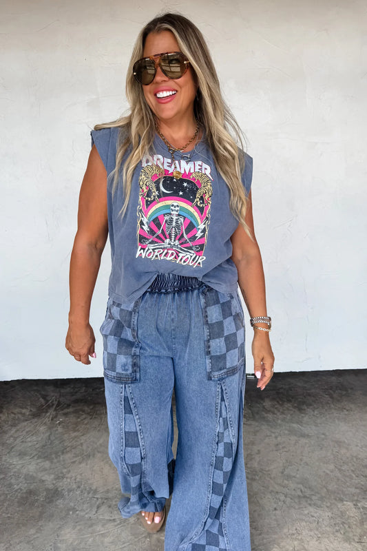 PRE-ORDER Groove On The Checker Flare Pants