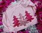 PREORDER Pink Christmas Tree Trio Embroidered/ Appliqué Tee/ Crew