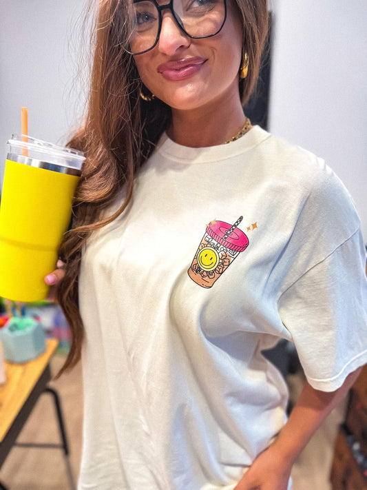 Half Teacher Half Coffee Graphic Tee on Ivory (front + back) *final sale*