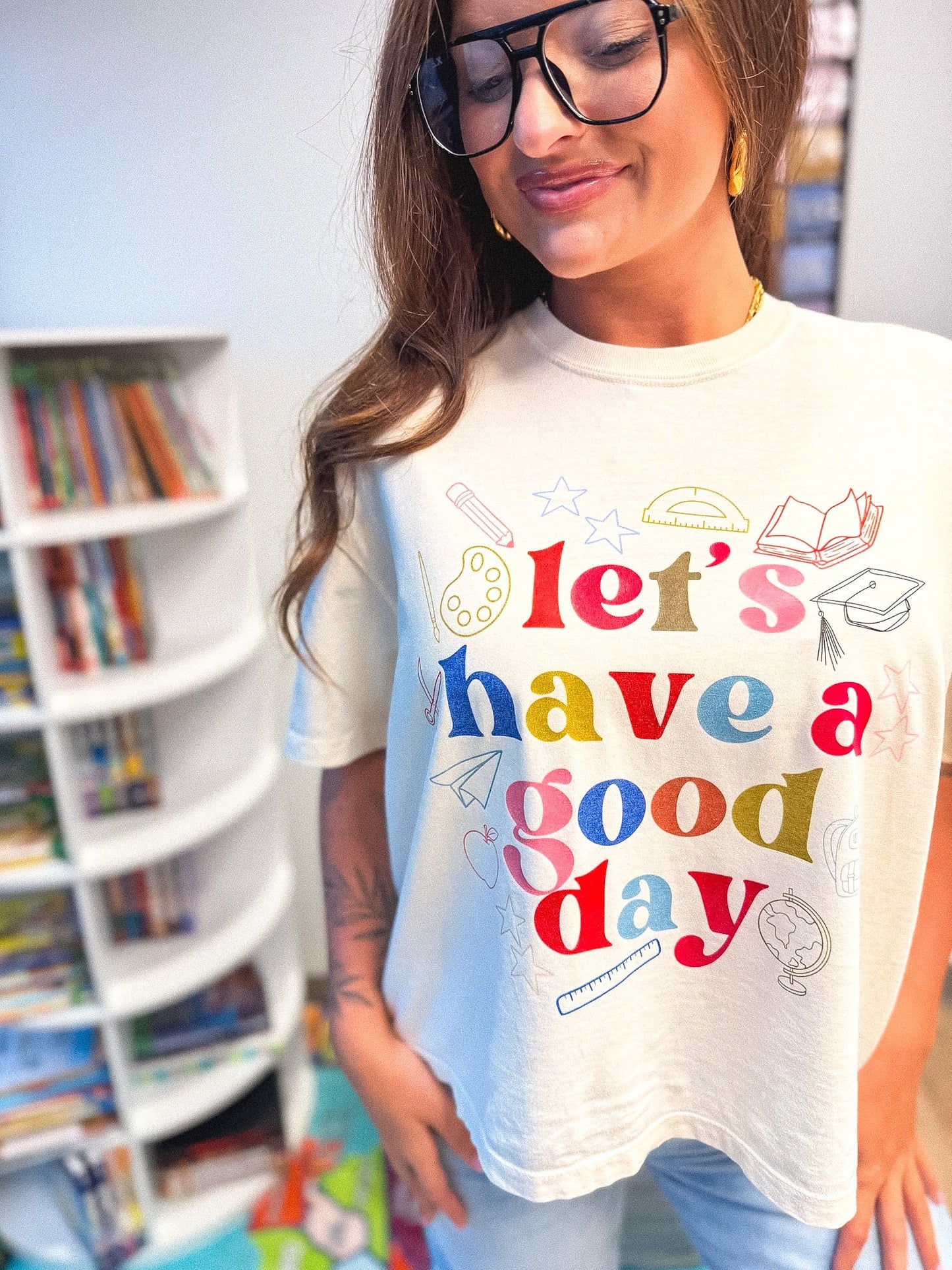 Let’s Have a Good Day Boxy Graphic Tee on Ivory *final sale*
