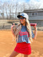 Faux Yarn Baseball Graphic Tee on Denim