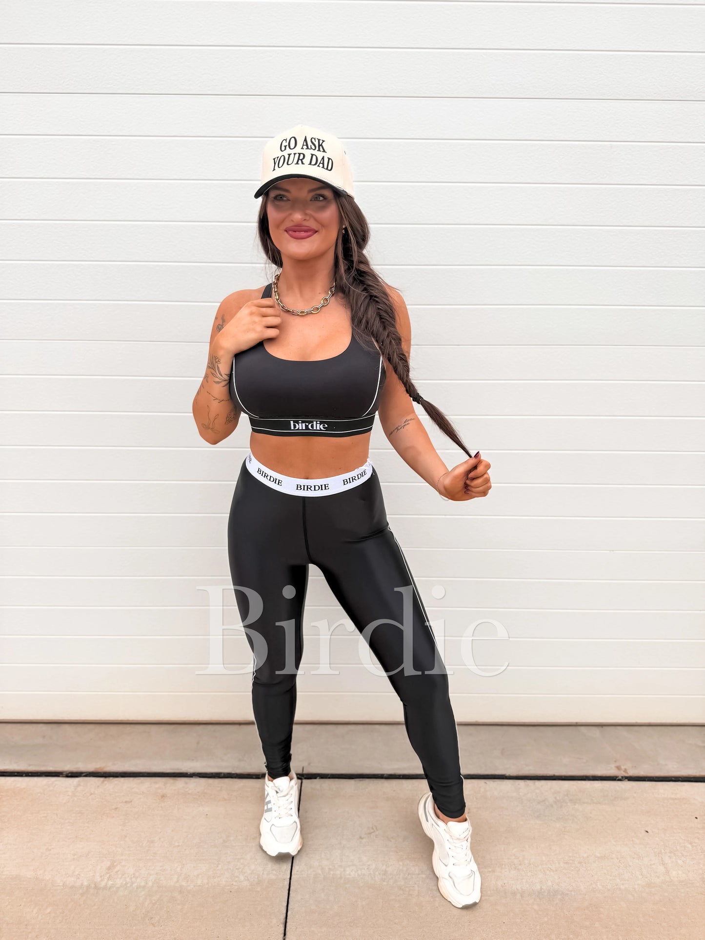 Birdie Gloss Stripe Performance Leggings in Black