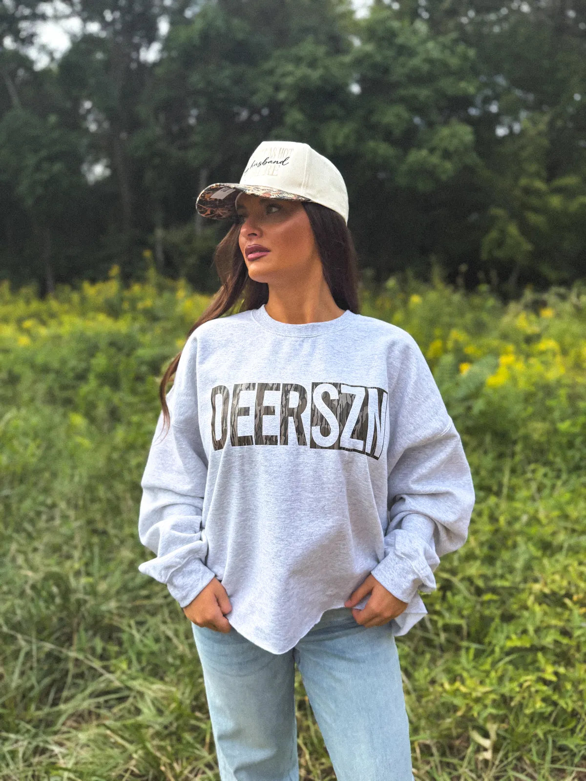 Deer Szn Cropped Graphic Crewneck on Ash Gray *final sale*