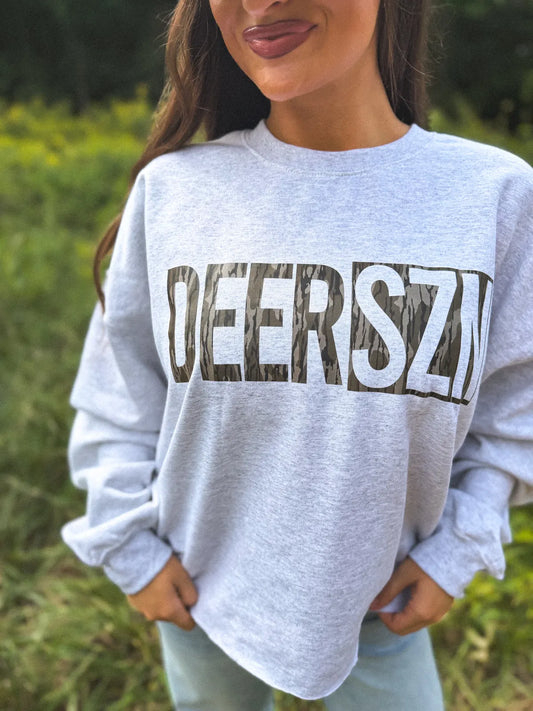 Deer Szn Cropped Graphic Crewneck on Ash Gray *final sale*