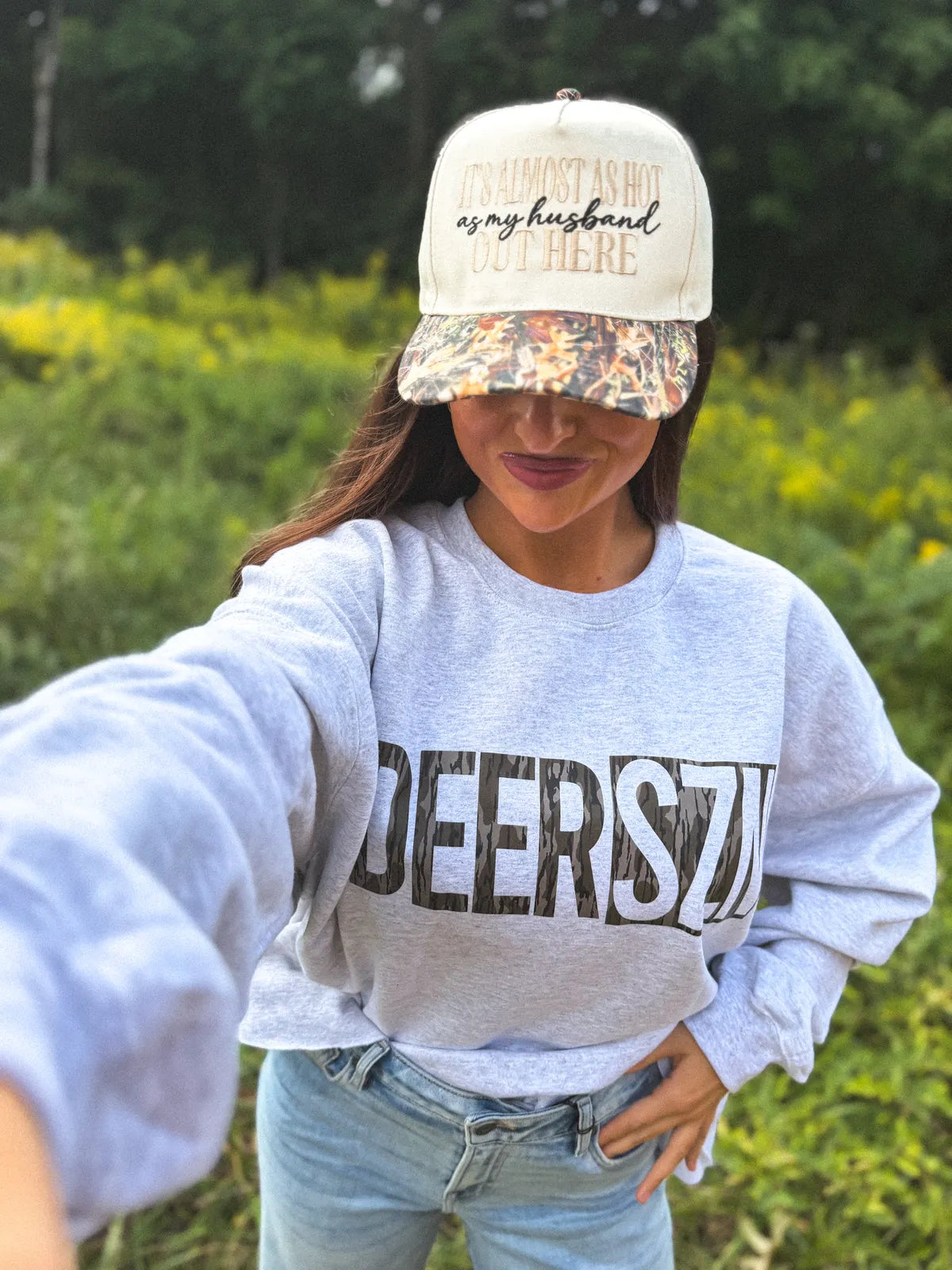 Deer Szn Cropped Graphic Crewneck on Ash Gray *final sale*