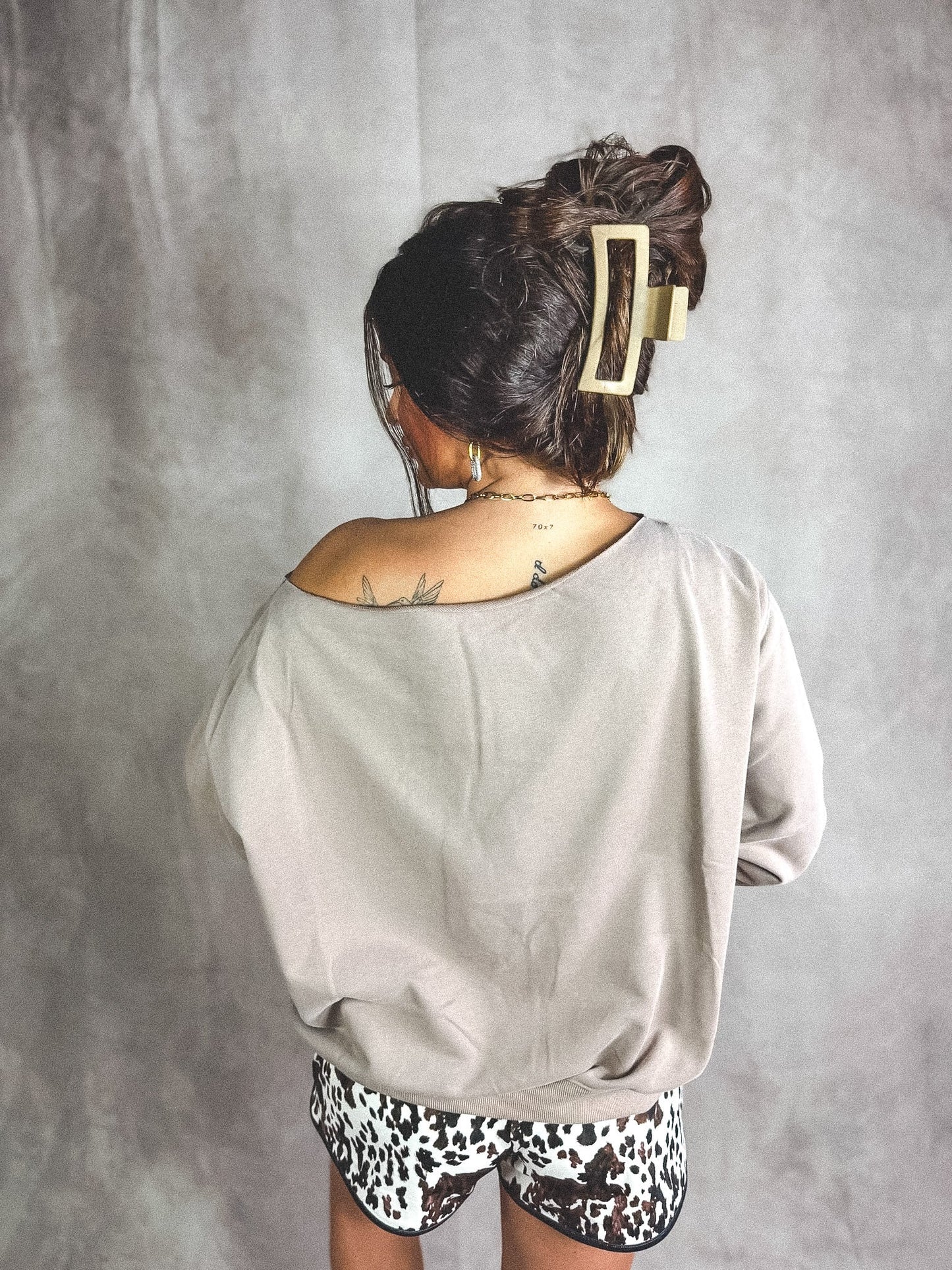 PREORDER Birdie Slouchy Off the Shoulder Sweatshirt in Toasted Almond