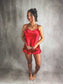 PREORDER Birdie Satin Sweetheart Set in Ruby (Sold as Set)