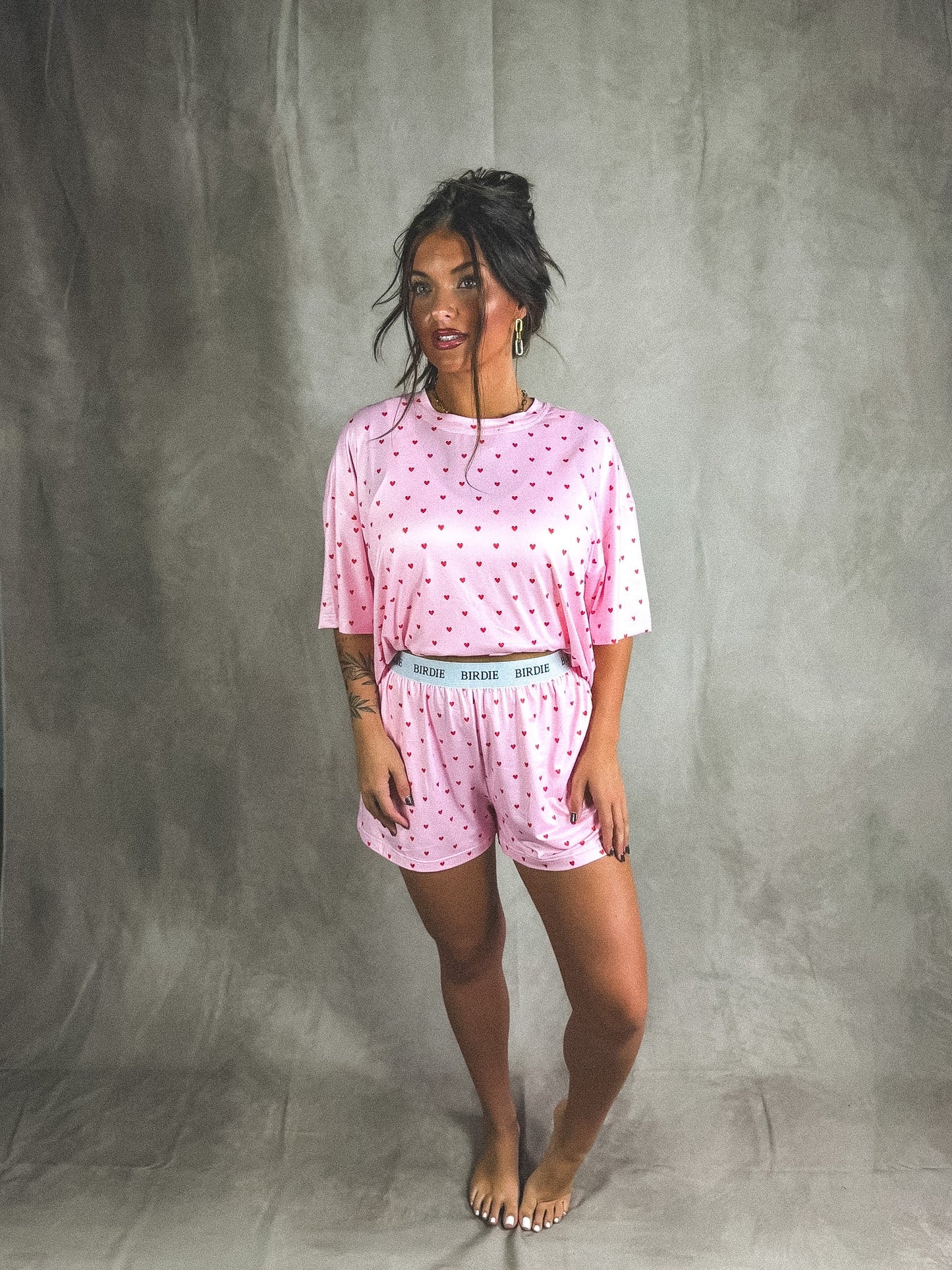 PREORDER Birdie Tee Boxer Short Set in Petal Heart (Sold as Set)