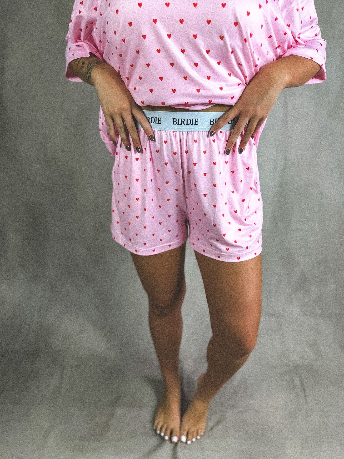 PREORDER Birdie Tee Boxer Short Set in Petal Heart (Sold as Set)
