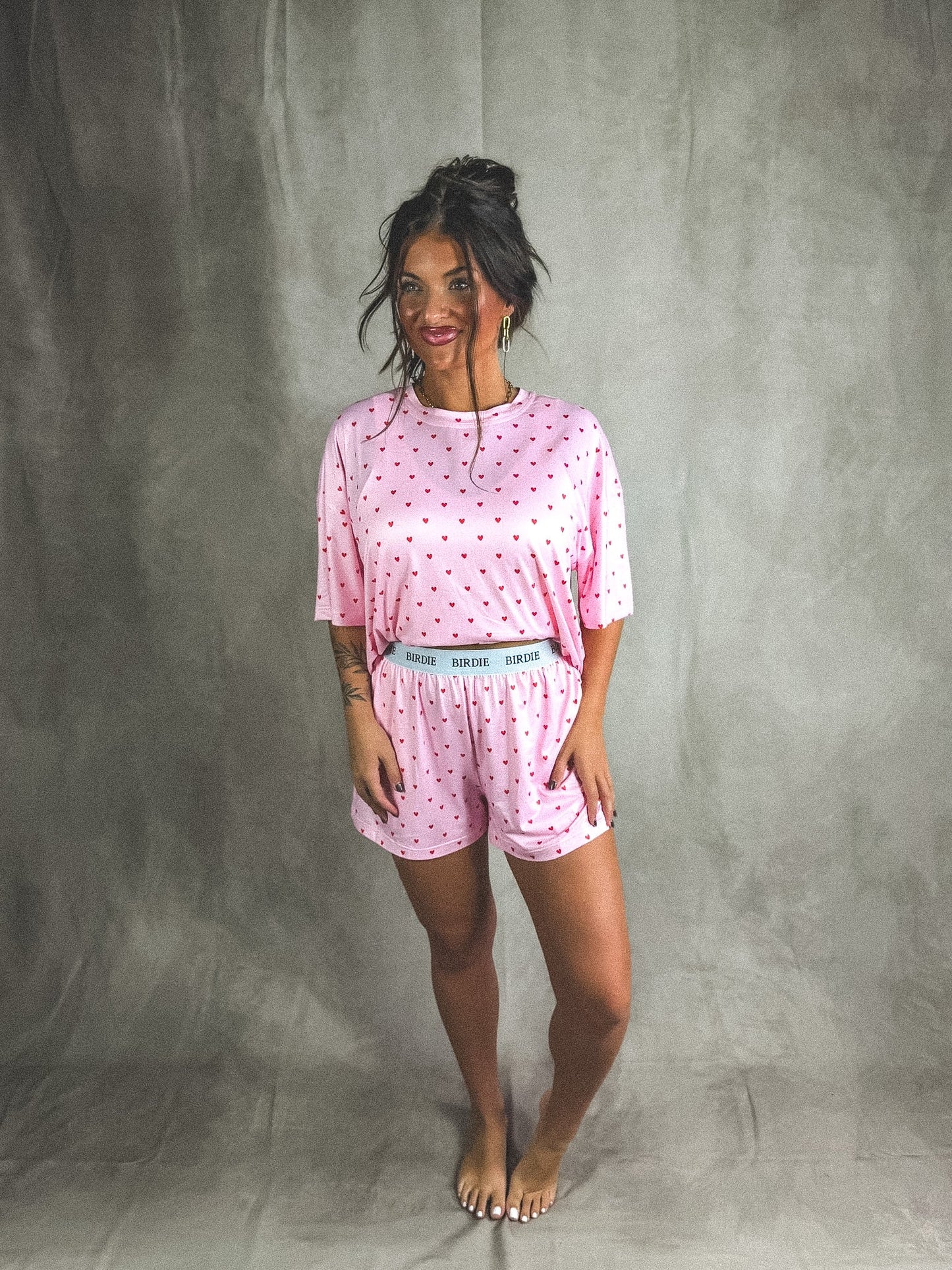 PREORDER Birdie Tee Boxer Short Set in Petal Heart (Sold as Set)