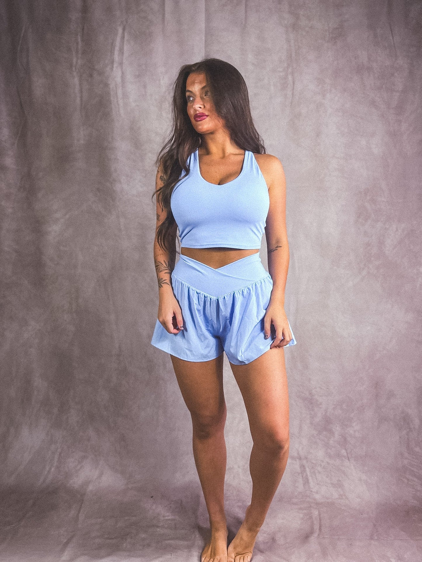 PREORDER Birdie Cross My Heart Active Shorts in Bluebell *final sale*