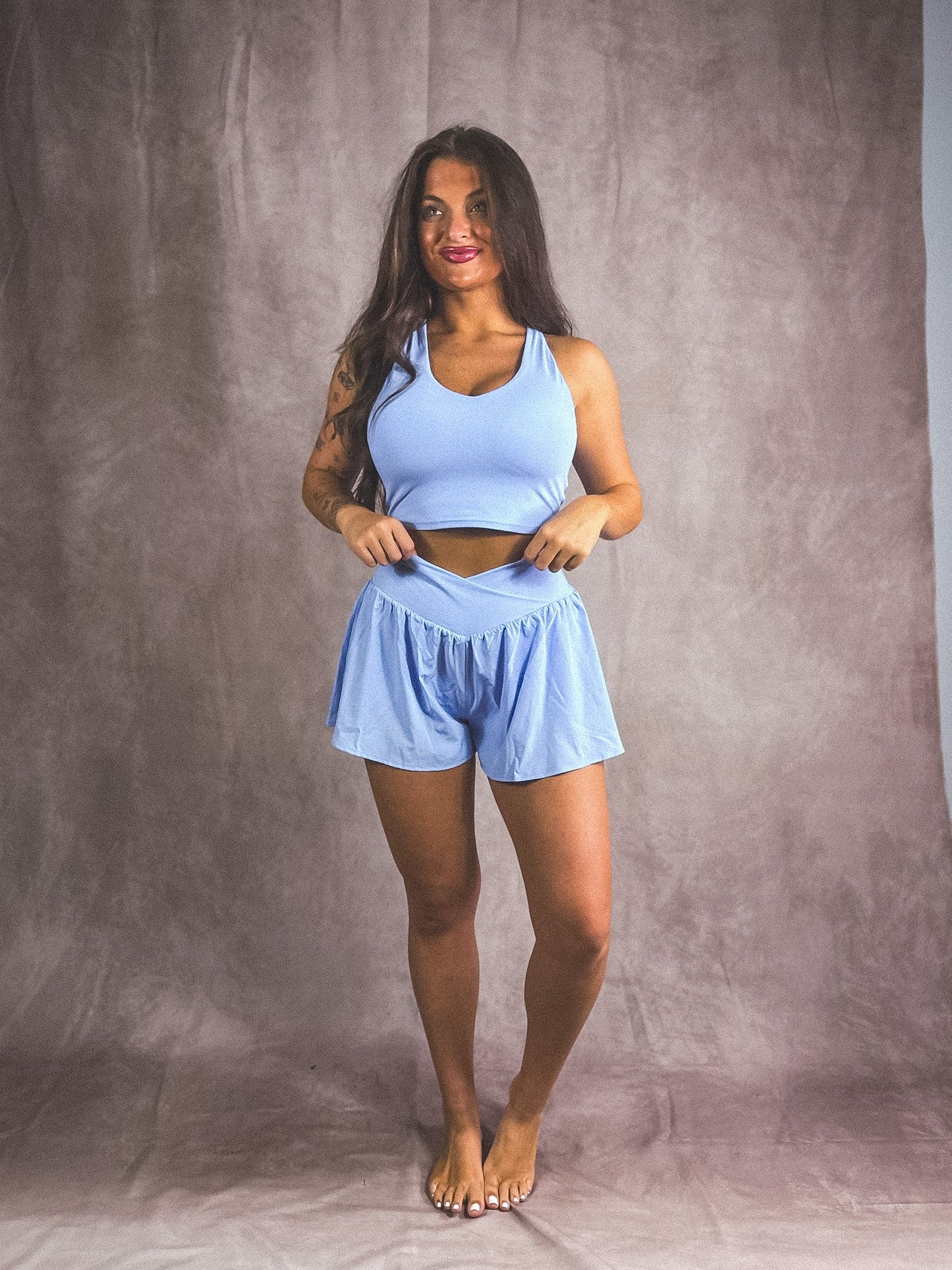 PREORDER Birdie Cross My Heart Active Shorts in Bluebell *final sale*