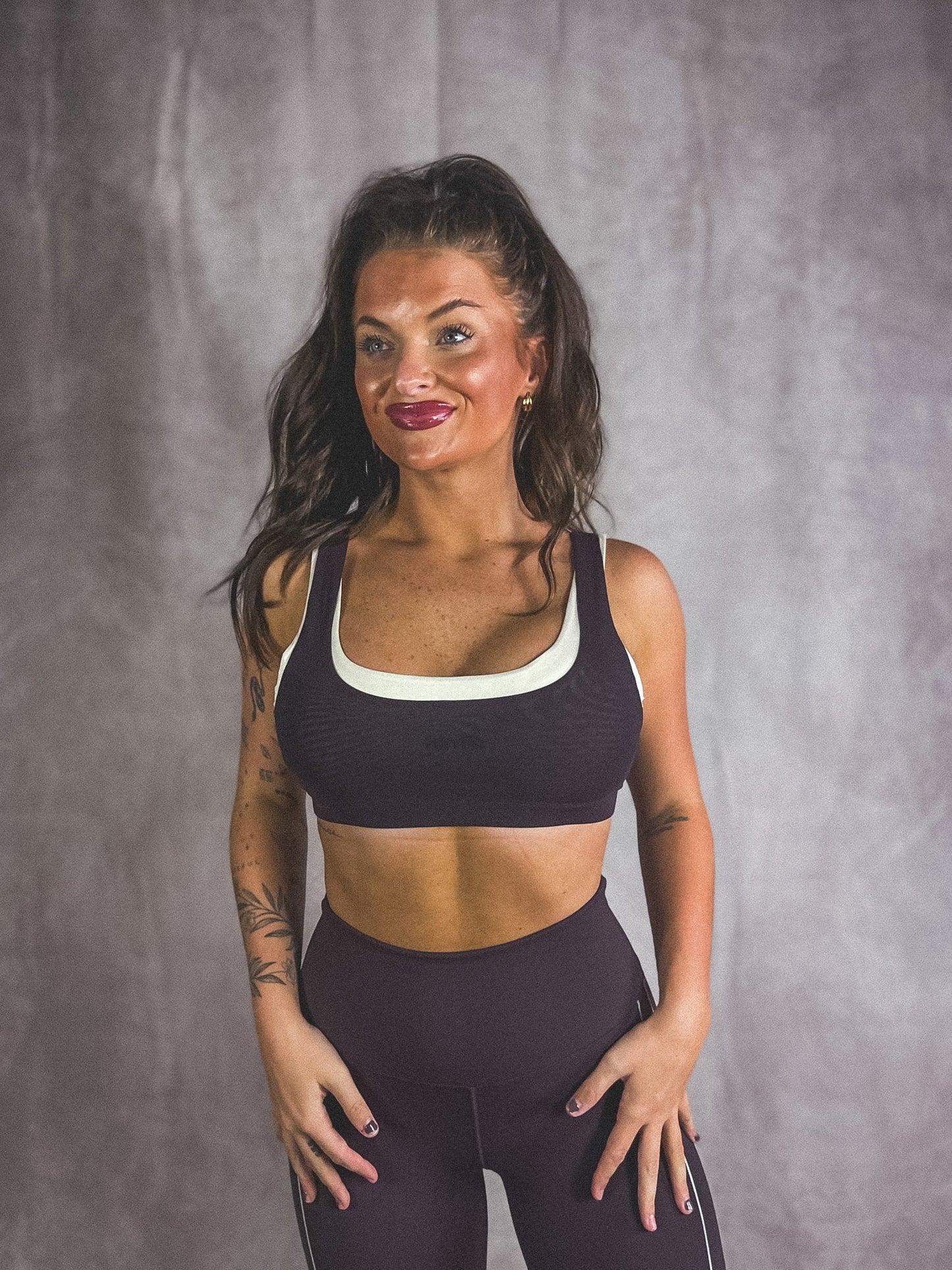 PREORDER Double Take Mesh Sports Bra in Dark Plum *final sale*