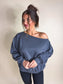 PREORDER Birdie Slouchy Off the Shoulder Sweatshirt in Graphite