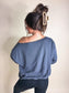 PREORDER Birdie Slouchy Off the Shoulder Sweatshirt in Graphite