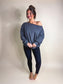 PREORDER Birdie Slouchy Off the Shoulder Sweatshirt in Graphite