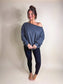 PREORDER Birdie Slouchy Off the Shoulder Sweatshirt in Graphite
