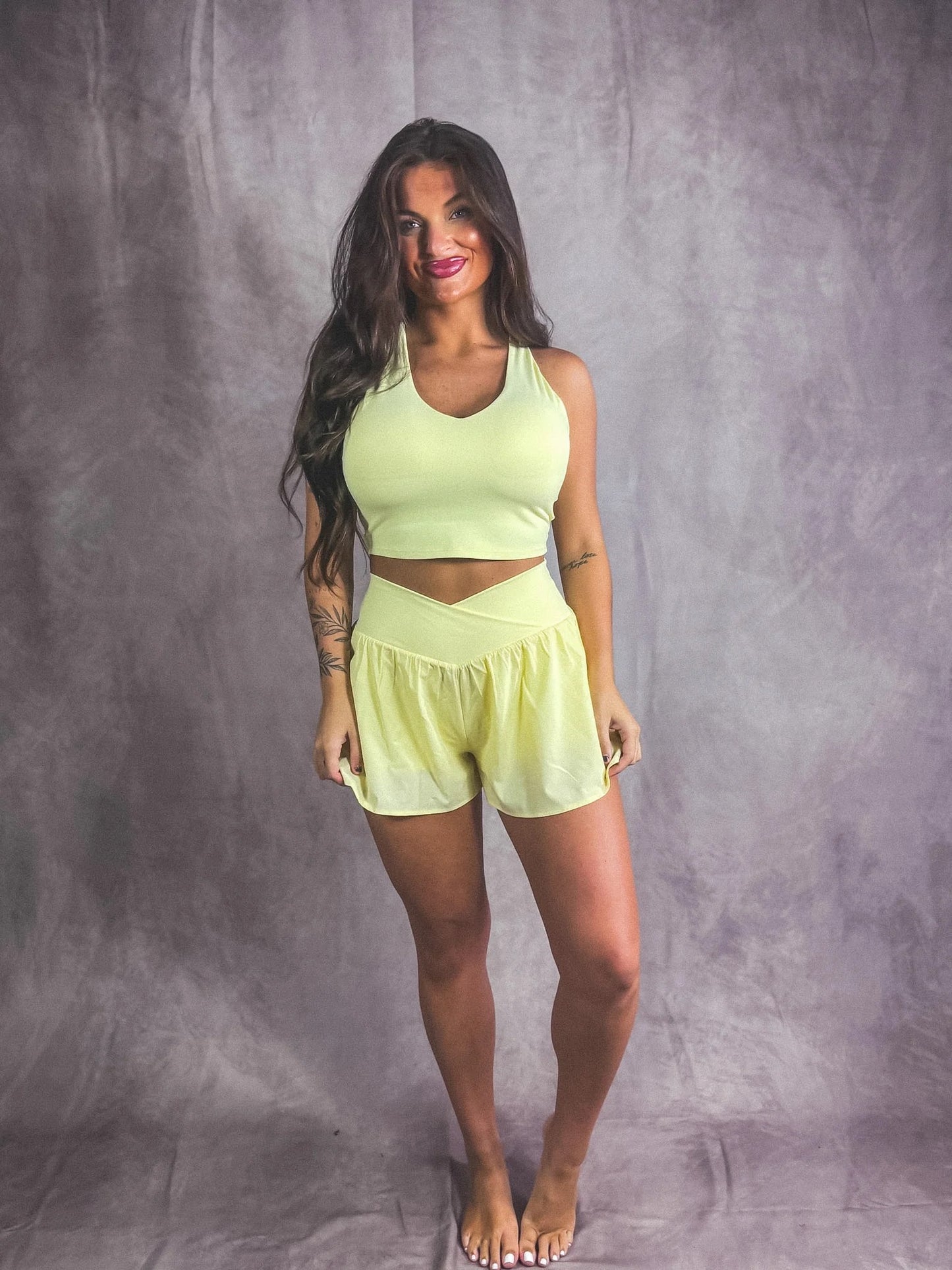 PREORDER Birdie Cross My Heart Active Shorts in Butter Yellow *final sale*