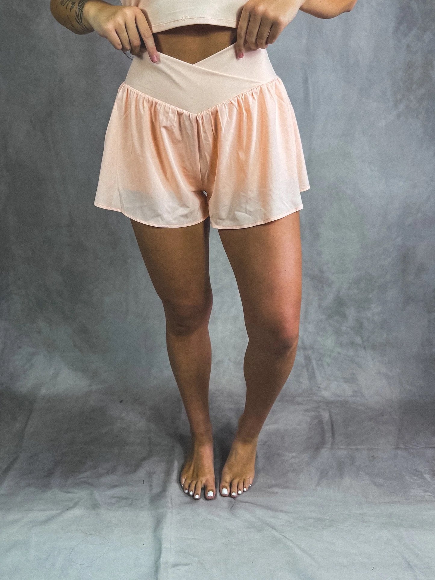 PREORDER Birdie Cross My Heart Active Shorts in Peach *final sale*