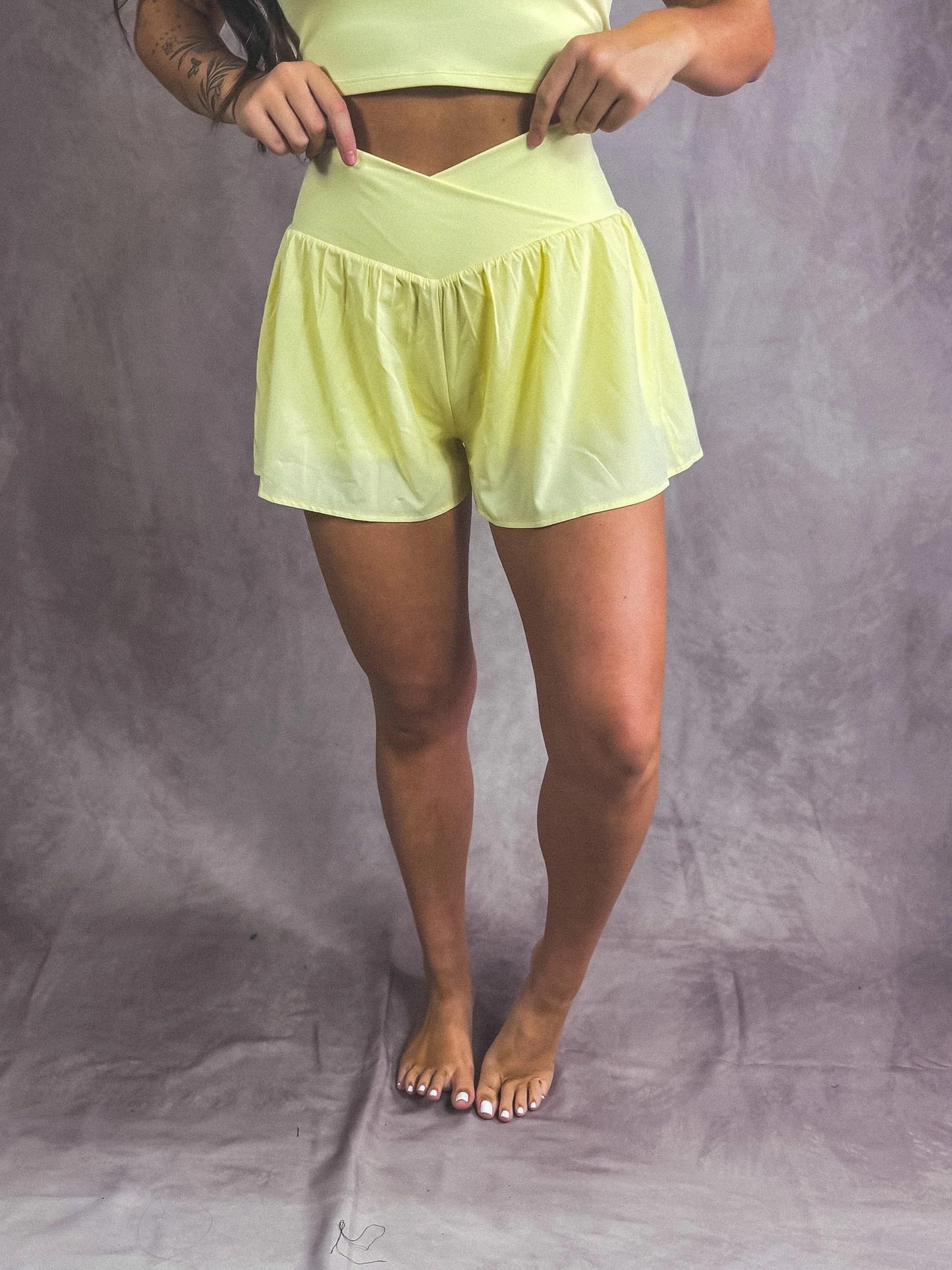 PREORDER Birdie Cross My Heart Active Shorts in Butter Yellow *final sale*