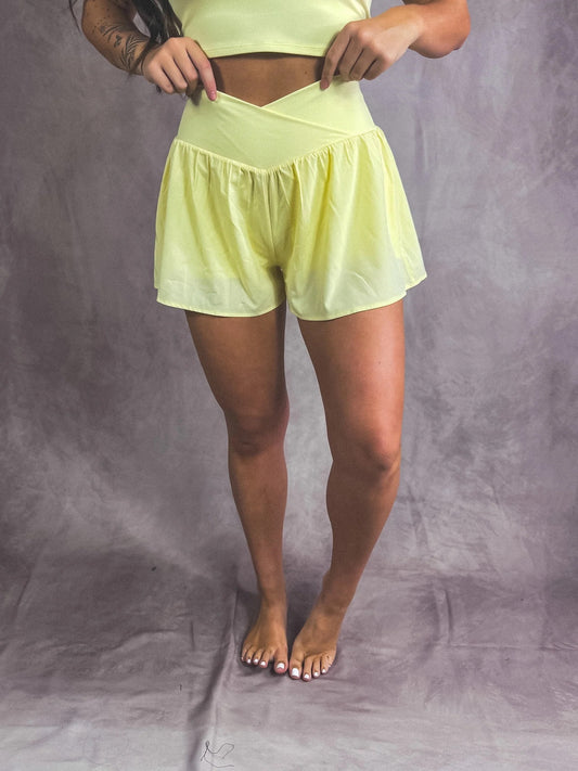 PREORDER Birdie Cross My Heart Active Shorts in Butter Yellow *final sale*