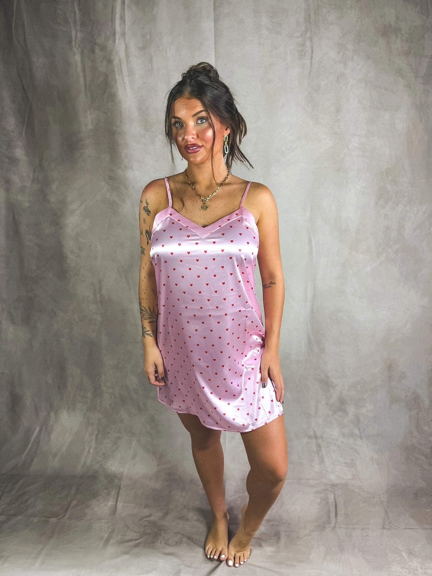 PREORDER Birdie Dreamstate Satin Sleep Dress in Petal Heart