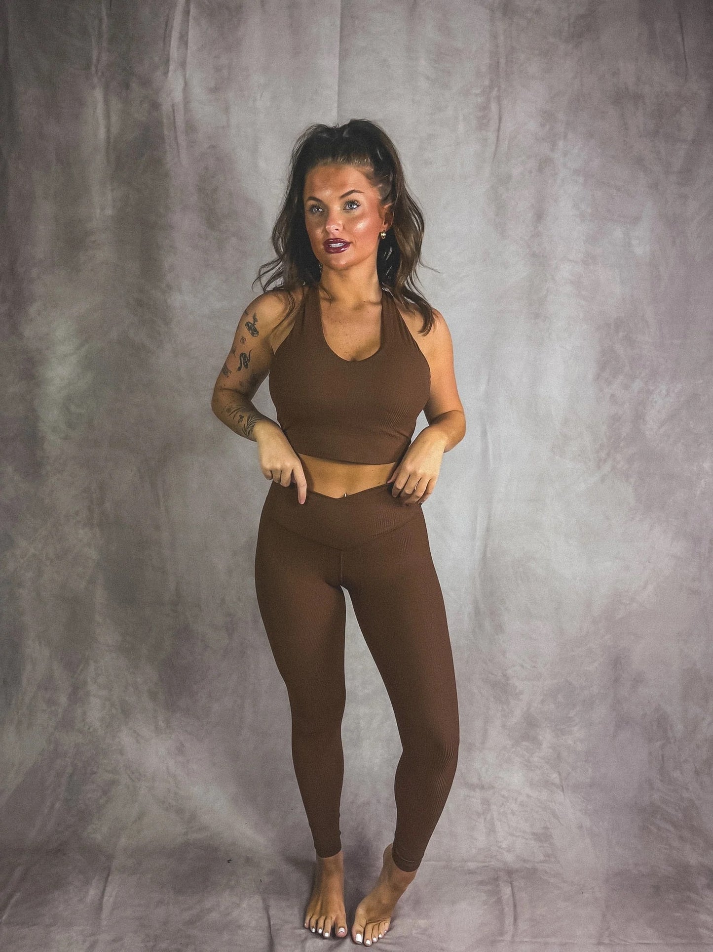 PREORDER Birdie Ribbed Crossback Brami in Espresso *final sale*