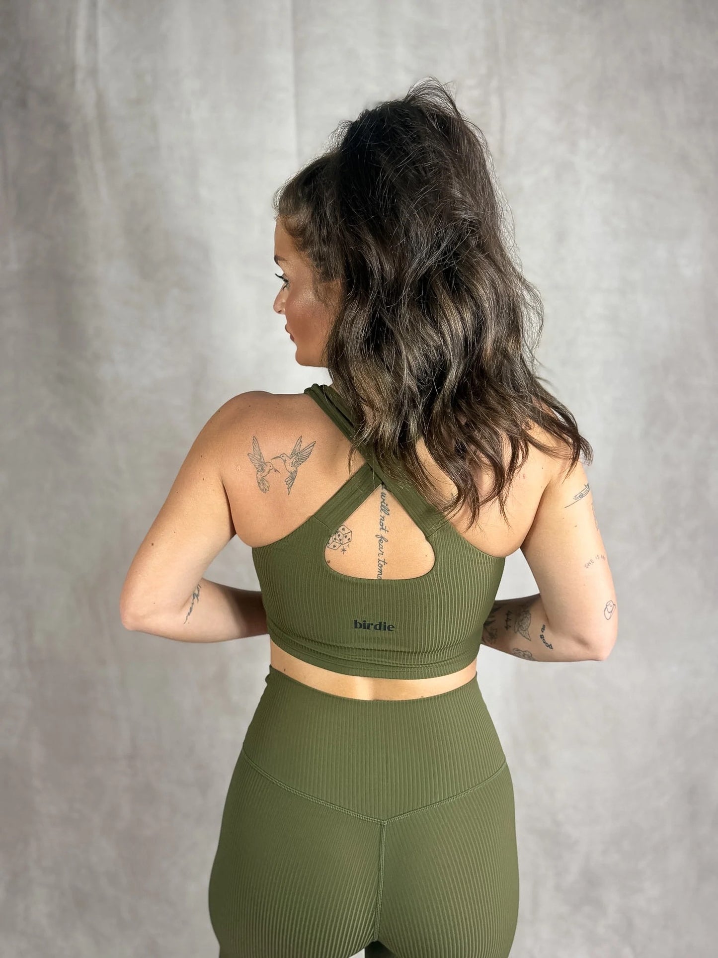 PREORDER Birdie Ribbed Crossback Brami in Dark Olive *final sale*