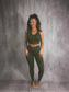 PREORDER Birdie Ribbed Crossover Leggings in Dark Olive *final sale*