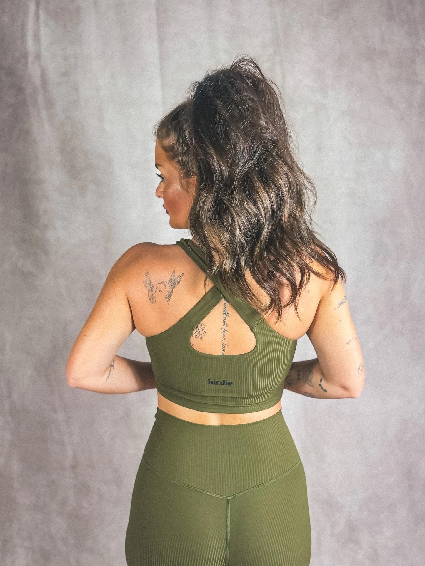 PREORDER Birdie Ribbed Crossback Brami in Dark Olive *final sale*
