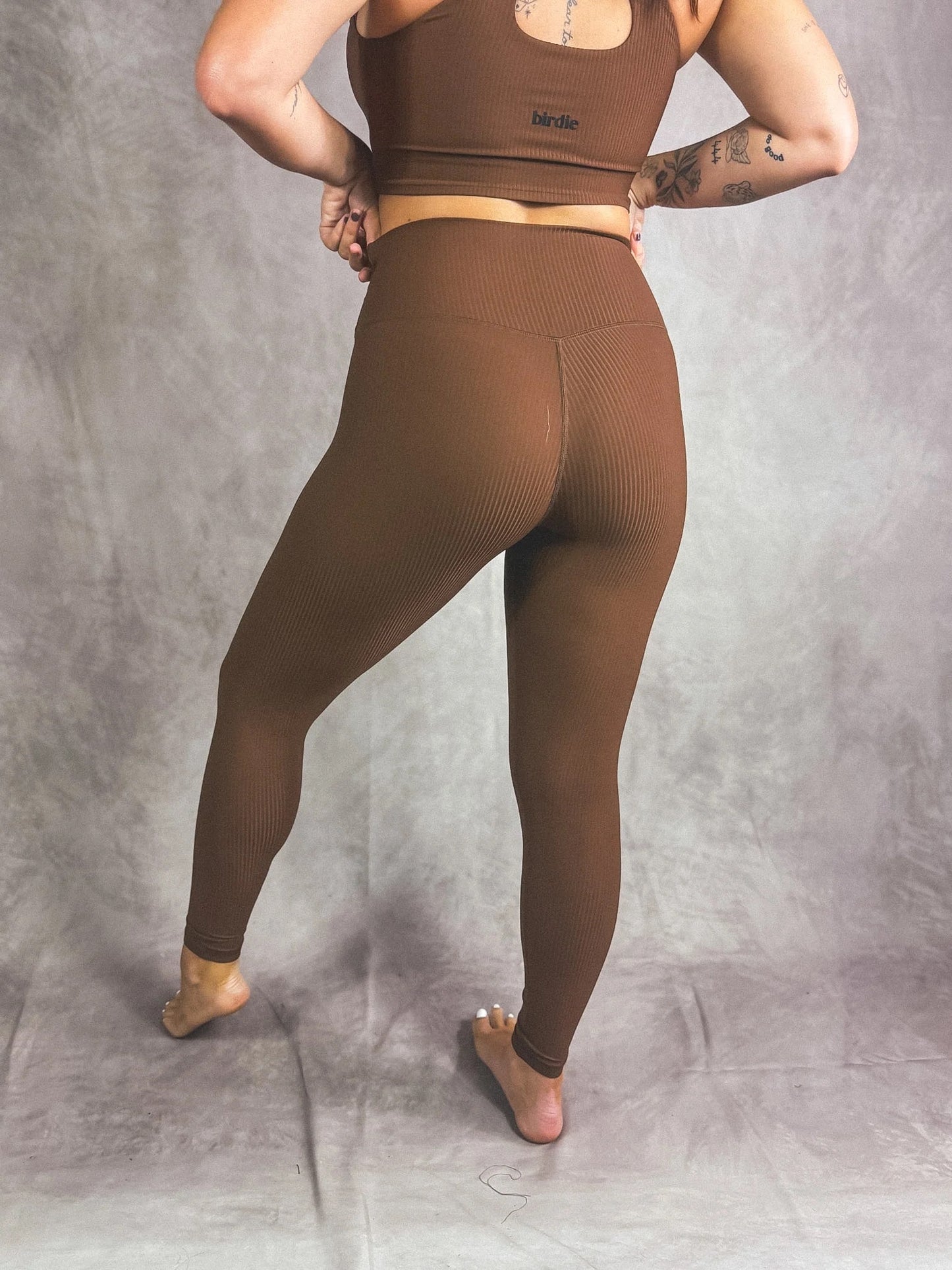 PREORDER Birdie Ribbed Crossover Leggings in Espresso *final sale*