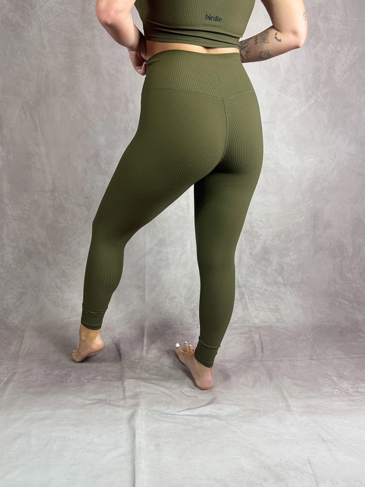 PREORDER Birdie Ribbed Crossover Leggings in Dark Olive *final sale*