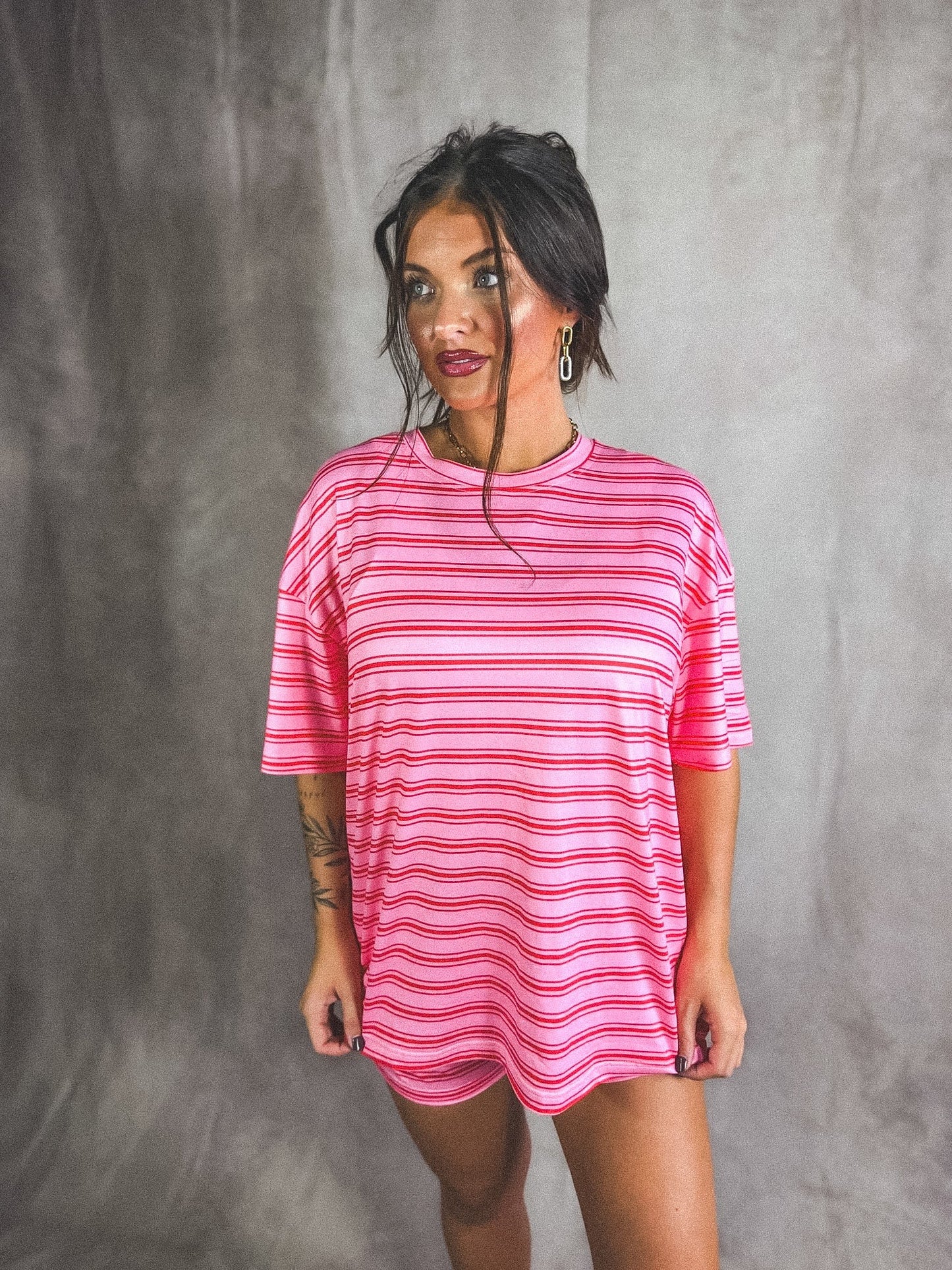 PREORDER Birdie Tee Boxer Short Set in Sugar Stripe (Sold as Set)