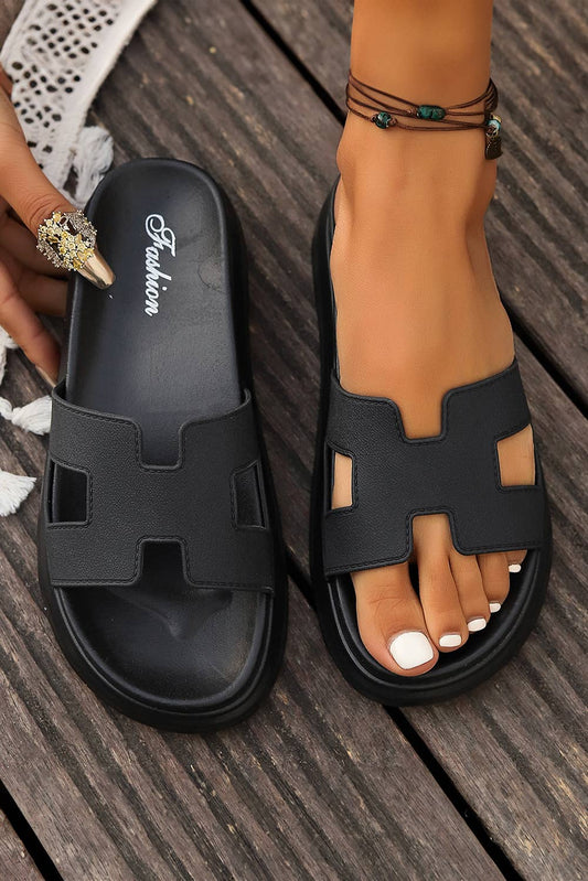 LDC Cutout Design Open Toe Platform Slippers
